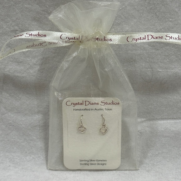 Sterling Silver Heart Earrings with Gift Bag - Picture 3 of 3